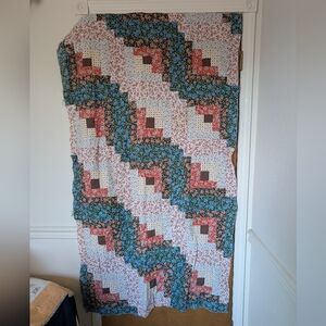 Vintage Floral Multicolored Small Square Patchwork Zigzag Quilt Top